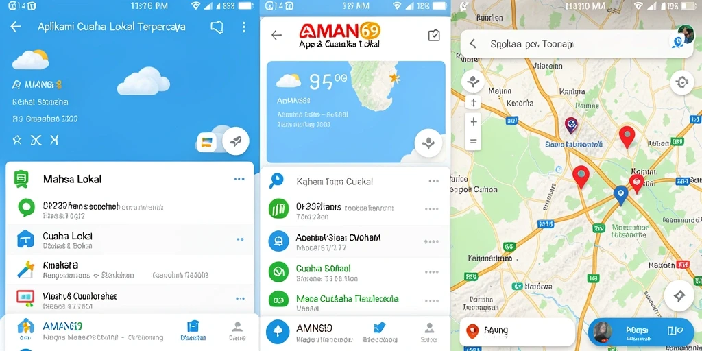 Tampilan antarmuka AMAN69 dengan informasi cuaca lokal.