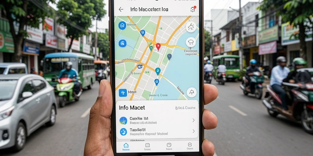 Tampilan antarmuka utama API33 menampilkan peta dengan informasi kemacetan.