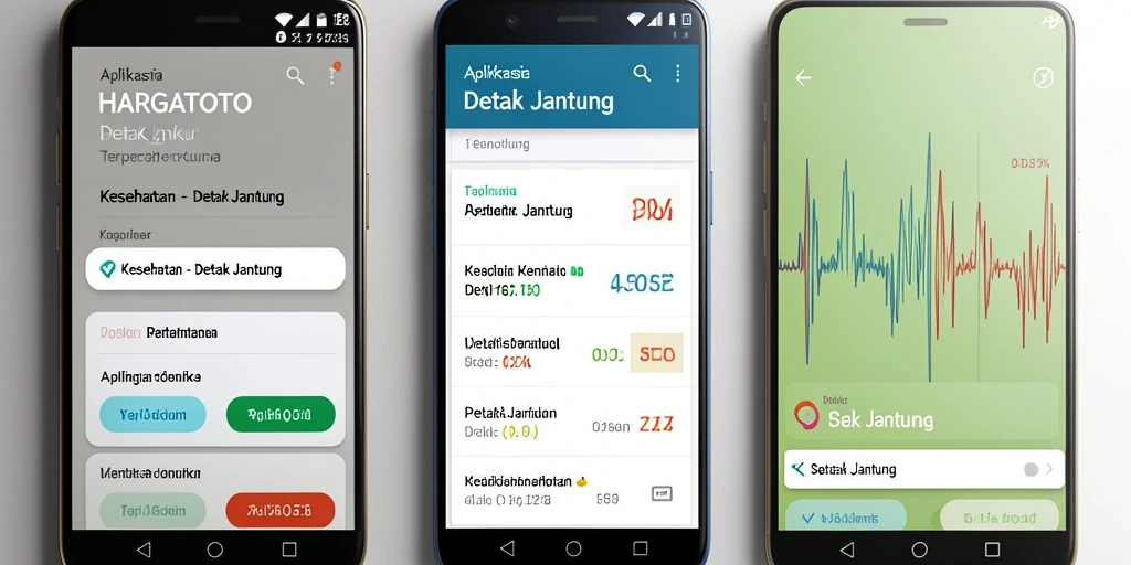 Tampilan antarmuka HARGATOTO yang sederhana dan informatif untuk pengukuran detak jantung.