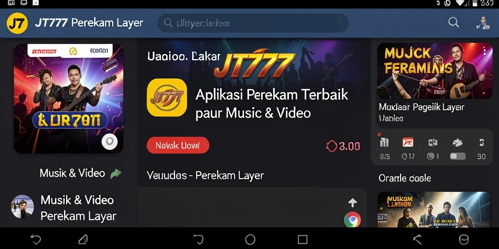 Antarmuka aplikasi JT777 untuk merekam layar dengan mudah.