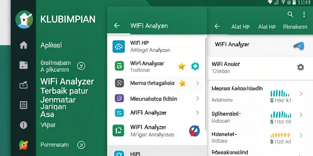Antarmuka aplikasi KLUBIMPIAN yang menampilkan analisis jaringan WiFi.