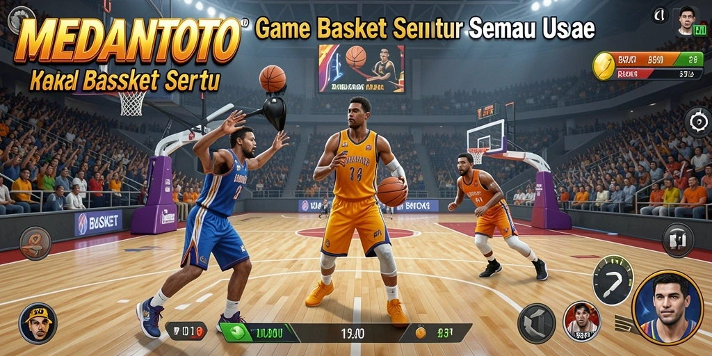 Tampilan antarmuka game MEDANTOTO dengan grafik basket yang memukau.