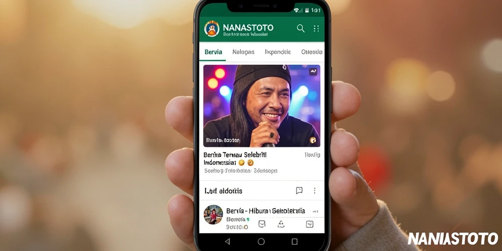 Antarmuka aplikasi NANASTOTO dengan berita selebriti terbaru.