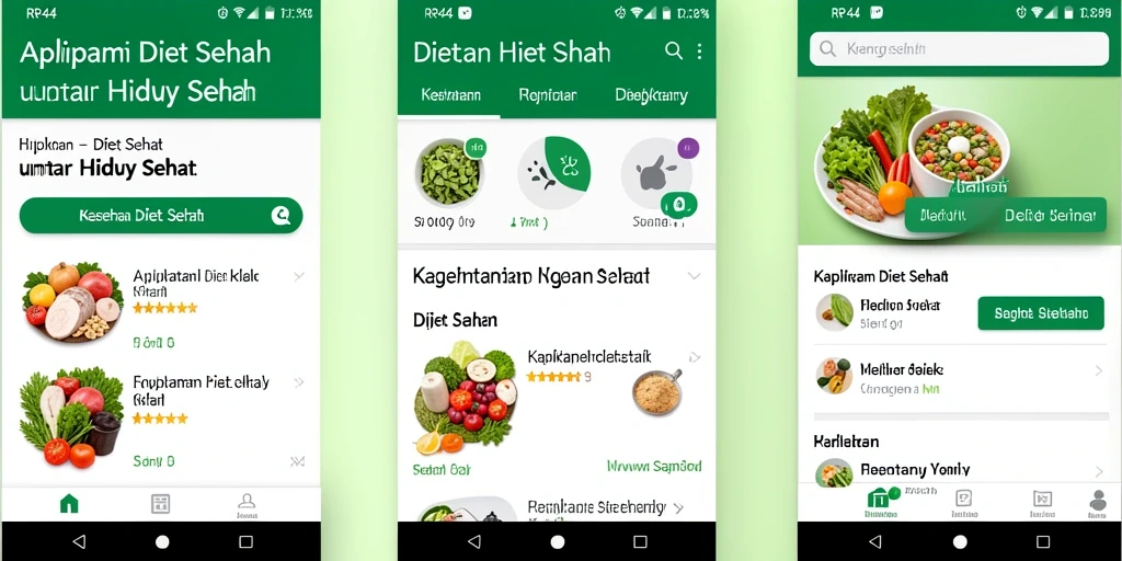 Antarmuka aplikasi Diet Sehat RR44 yang menarik dan informatif.