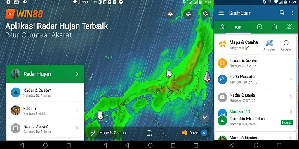 Antarmuka aplikasi WIN88 menampilkan radar hujan yang jelas dan informatif.